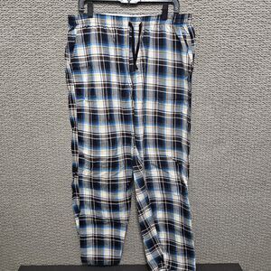 MOFLE Men’s Blue Brown Plaid Cotton Pajama Lounge Pants Size XL